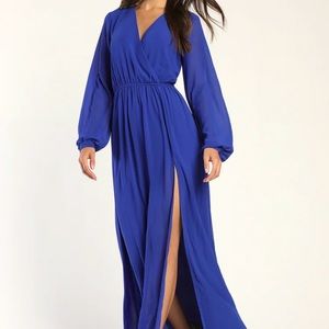 Long sleeve royal blue women’s dress size large (stretchy)